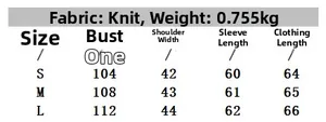Detailed size chart for retro diamond knit cardigan including bust and length measurements