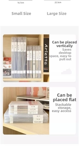 Vertical and flat storage options for transparent A4 document boxes in two sizes