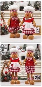 Detail of plush Gingerbread Man doll with telescopic legs for Christmas home decor