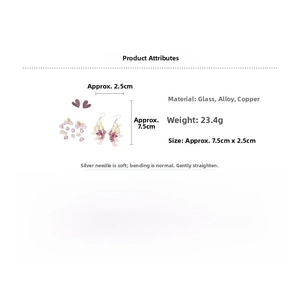 Detailed view of floral beaded drop earrings with dimensions of 7.5cm by 2.5cm