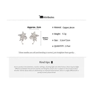 Spécifications détaillées de taille pour boucles d'oreilles étoiles en zircon