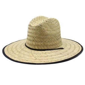 Natural Wheat Straw Wide Brim Hat With Adjustable Windproof Rope Sun Protection Outdoor Beach Travel Fedora Style