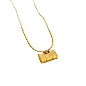 Minimalist 18K gold plated titanium steel necklace with a small trunk box pendant