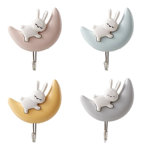 Set di ganci a muro carini con coniglietti e lune in tonalità pastello assortite