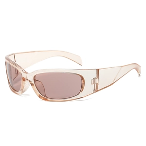 Lunettes de soleil Y2K futuristes avec monture champagne doré et verres marron