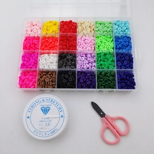 DIY 24-color clay bead set with elastic string and scissors for handmade jewelry