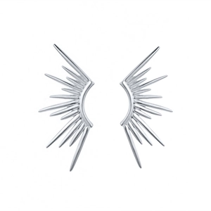 S925 silver sunburst stud earrings with 18K gold plating and minimalist geometric design