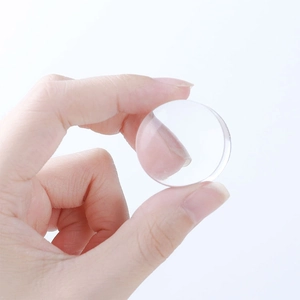 Macro detail of 2.8cm clear silicone nail stamper head with high transparency