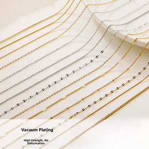 Variety of gold and silver titanium steel necklaces with durable vacuum plating finish