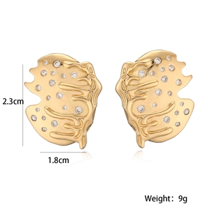 Irregular geometric earrings in 18K gold plated copper with cubic zirconia accents