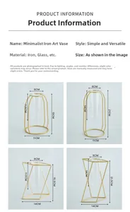 Detailed size and material guide for geometric iron flower vases with glass tubes