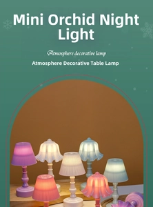 Macro shot of lily of the valley and pleated night lamps in vibrant macaron colors