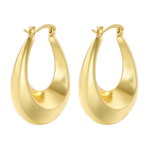 Chunky gold plated C-shaped hollow hoop earrings with a high polish mirror finish