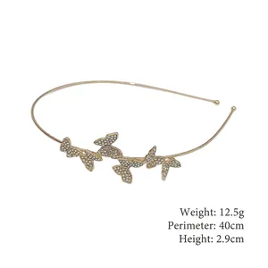 Elegant gold butterfly headband with sparkling rhinestones for women hair fashion