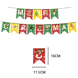 Detail of Merry Christmas bunting banner showing dimensions 16cm height and 11.5cm width