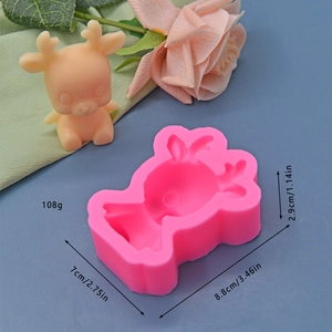 Stampo 3D in silicone a forma di cervo per dolci fai-da-te con indicazione delle misure