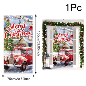 Détail de la bannière de porte voiture de Noël 150x75cm avec texte Merry Christmas