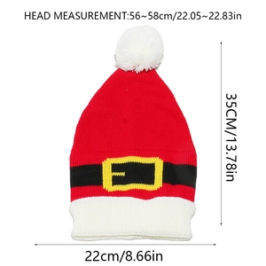 Détails précis des mesures pour le bonnet de Noël tricoté style ceinture de Père Noël