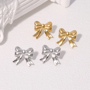 Stainless Steel Bow Stud Earrings Tiny Minimalist INS Style Fashion Non Fading Jewelry For Women
