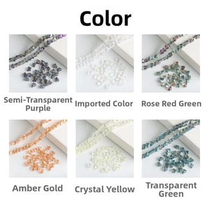 Macro view of 8mm butterfly crystal glass beads in six vibrant faceted color options