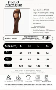 Detailed maternity dress size chart with bust, hips, and length in cm and fabric composition