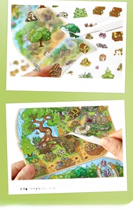 Macro detail of thick white ink printing on cartoon scenery stickers for DIY journals