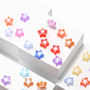 Colorful star acrylic beads with white star center for DIY craft and jewelry projects