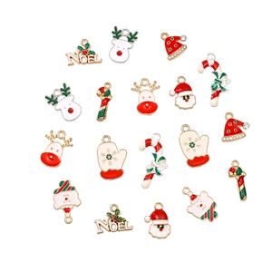 Set of 10 Christmas enamel alloy pendants including Santa, reindeer, and Noel motifs