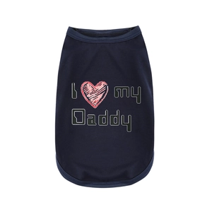 Dark blue cotton pet vest with red and white I Love My Daddy print for small dogs