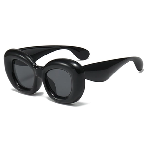Lunettes de soleil rectangulaires noires à monture épaisse en plastique de style hip-hop