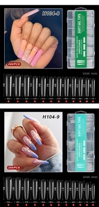 Detailed size chart for XXXL extra long clear full cover nail tips in mm with 12 sizes