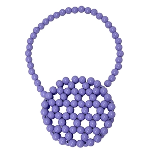 Handmade purple acrylic beaded crossbody mini bag for women with woven pearl design