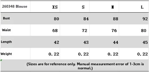 Size guide table for tube top showing chest, waist measurements and product weight