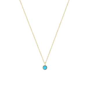 Close-up of S925 silver necklace with turquoise pendant and polished gold plating