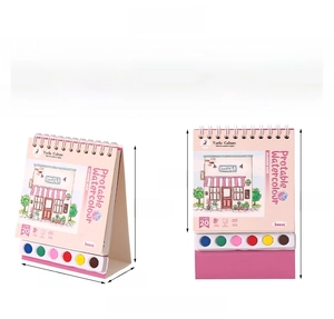 Detailed product size chart of portable watercolor book with built-in paint palette