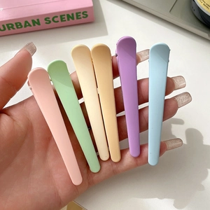 Set of 6 colorful matte duckbill hair clips in vibrant candy colors for women and girls