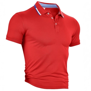 Men Polo Shirt Short Sleeve Breathable Polyester Quick Dry Sporty Casual Fashion Solid Color Striped Collar Top