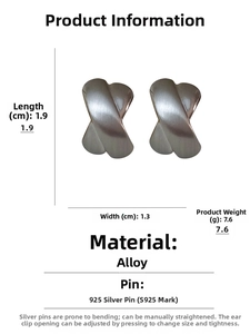 Detail view of X-shaped cross earrings with dimensions 1.9cm by 1.3cm and S925 silver pins