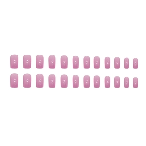 Glossy translucent purple square fake nails 24pcs set in a minimalist layout