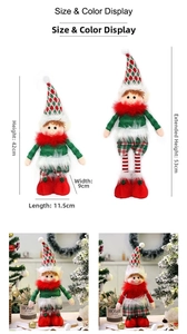 Size display of telescopic Christmas elf dolls with adjustable heights from 42 to 53cm