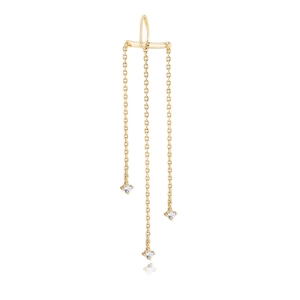 Golden S925 silver long chain tassel earrings featuring sparkling zircon crystal pendants