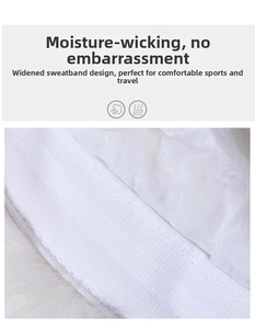 Detail of the widened breathable mesh sweatband inside the white winter bucket hat
