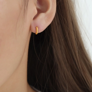 Minimalist 18k gold plated stainless steel hoop earrings for women with retro style