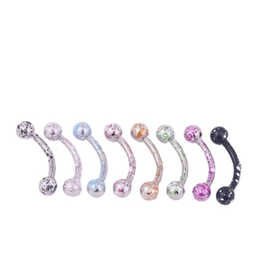 Set of 8 colorful paint-splattered curved barbells made of durable stainless steel