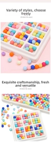 Macro detail of matte acrylic macaron beads in various colors for DIY jewelry making