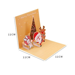 3D pop-up Christmas card with Santa and reindeer scene measuring 11x11x11 cm