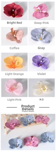 Dettaglio di teste di orchidee finte in otto colori per accessori per capelli fai-da-te