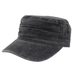 Cappello Cadet Da Uomo In Cotone Lavato Flat Top Vintage Distressed Cappello Protezione Solare Regolabile Stile Militare