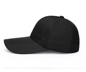 Side view of black baseball cap with Classic embroidery and subtle mesh texture