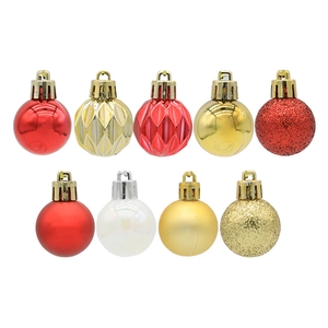 3cm Christmas ball set with red, gold, and white ornaments in matte and glitter finishes